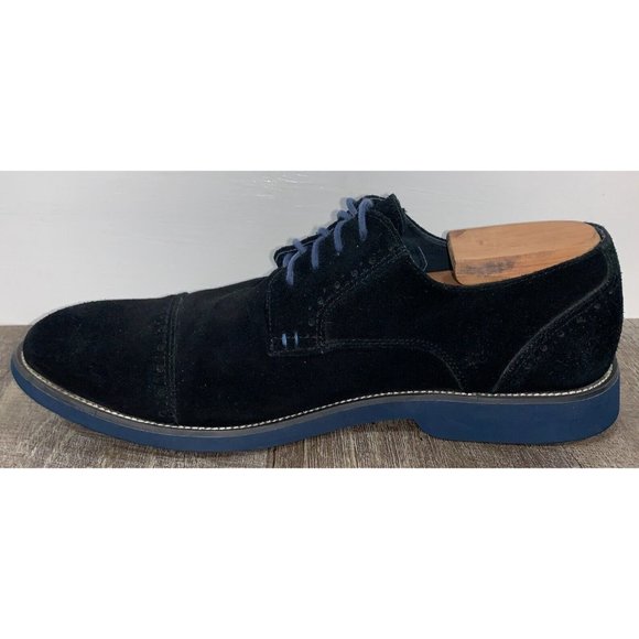 Joseph Abboud * Black Seude w Blue Sole/Stitching * Lace-Up * Men's Size 11.5 - Picture 5 of 11